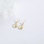 Zircon Gold Earrings Sun Moon Shell Ornament 14k Real Gold Copper Jewelry - Lawangin