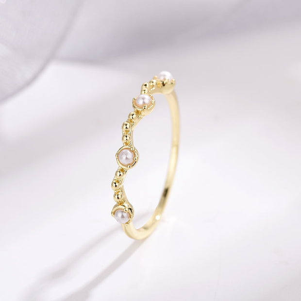 Japanese Same Style Aquamarine Pearl Ring For Women - Lawangin