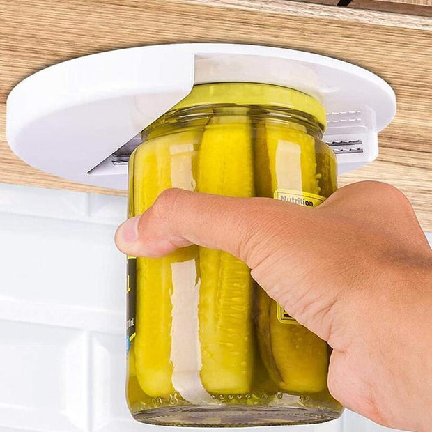 Creative Can Opener Under The Cabinet Self-adhesive Jar Bottle Opener Top Lid Remover Wet Grip Jar Opener EZ Jar Opener Weak Single Hand Under Cabinet Counter Lid Opener - Lawangin