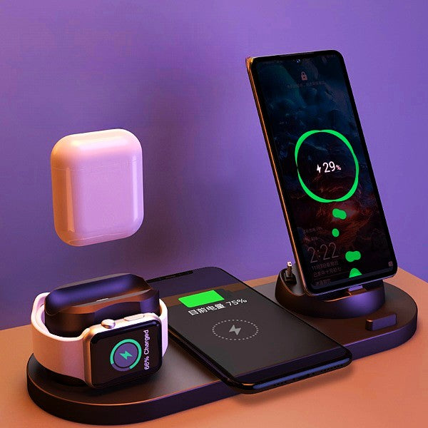 Wireless Charger For IPhone Fast Charger For Phone Fast Charging Pad For Phone Watch 6 In 1 Charging Dock Station - Lawangin
